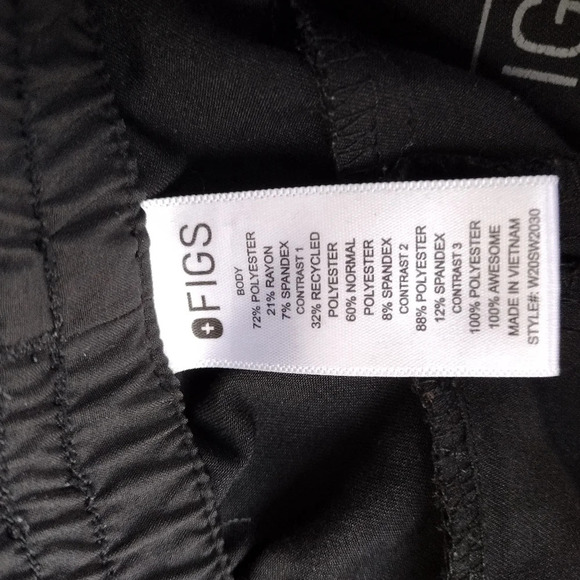 Figs Scrub Pants Jogger Elastic Cuff Black W20SW2030 Womens Small - Picture 3 of 5